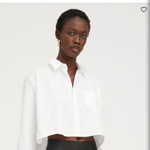 Theory Cropped Button-Down Shirt in White – Size Medium